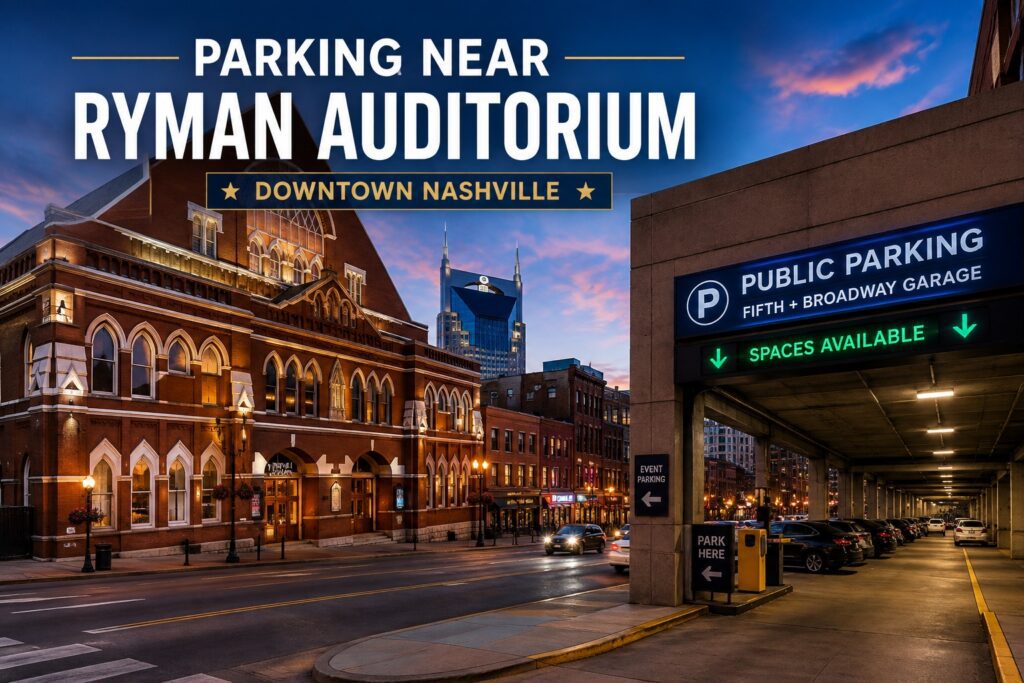 Parking near Ryman Auditorium in downtown Nashville